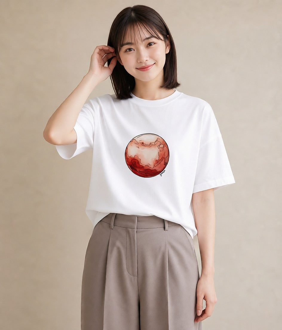 プリントTシャツ レディース オーロラ 星空 宇宙 イラスト 韓国風 女子会 お揃い 白T YMAZO