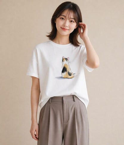Tシャツ レディース シャム 猫 ねこ イラスト ボタニカル カフェ服 クリスマス 白T YMAZO