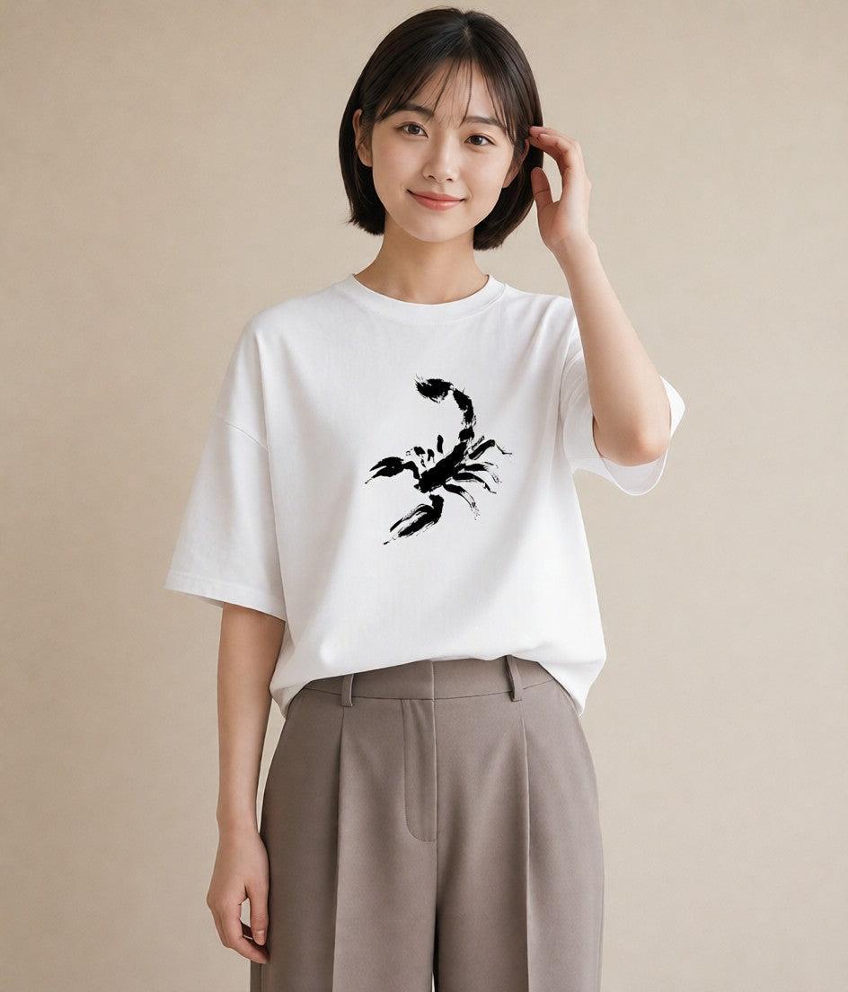 グラフィックTシャツ レディース 蠍座 星空 宇宙 イラスト 上品 夏コーデ 通学 白T YMAZO