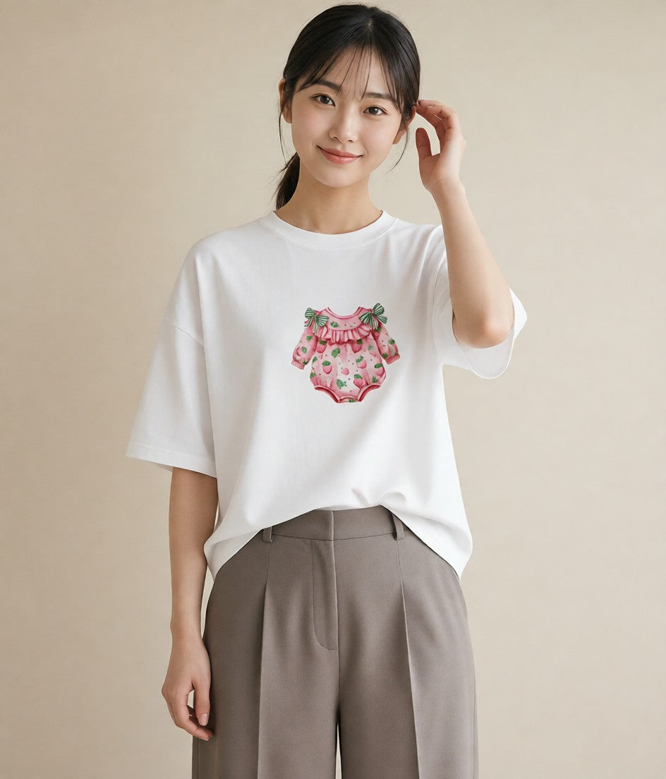 グラフィックTシャツ レディース ショートケーキ 食べ物 フード イラスト レトロ 母の日 ビーチ 白T YMAZO