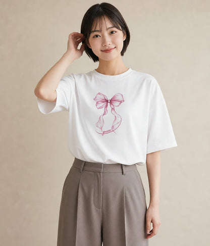 プリントTシャツ レディース バレエシューズ バレエ トウシューズ ナチュラル アンティーク イラスト ラフカジュアル 20代 カジュアルコーデ 白T YMAZO