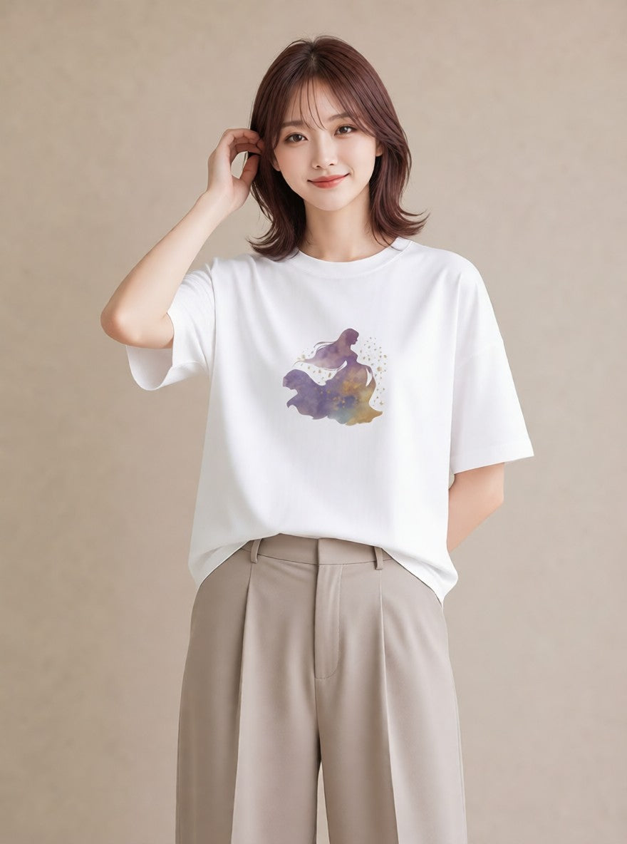 Tシャツ レディース 牡牛座 星空 宇宙 イラスト シンプル 親子 20代 白T YMAZO