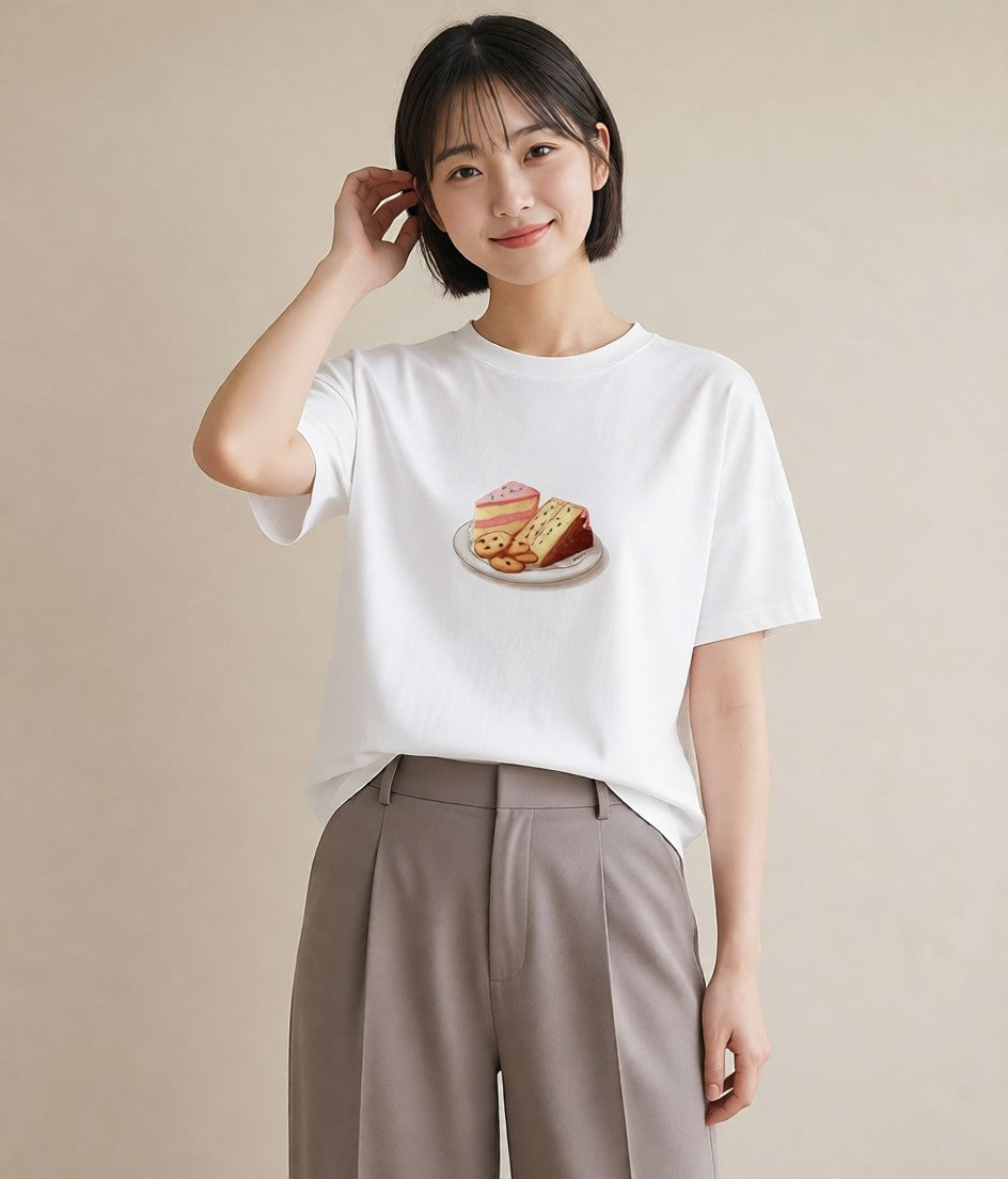 プリントTシャツ レディース クッキー 食べ物 フード イラスト ナチュラル 友達ギフト 部屋着 白T YMAZO