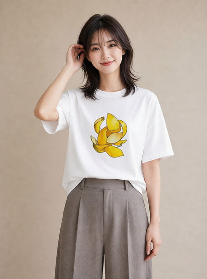 プリントTシャツ レディース レモン 檸檬 食べ物 フード イラスト こなれ感 公園 ママ 白T YMAZO