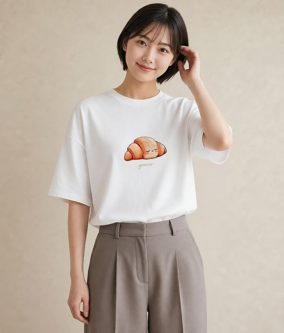 半袖Tシャツ レディース 食パン 食べ物 フード イラスト モード 姉妹 送別ギフト 白T YMAZO