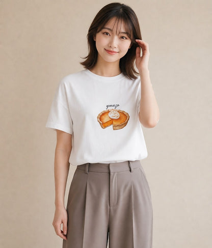 プリントTシャツ レディース クロワッサン 食べ物 フード イラスト ボタニカル 秋コーデ おしゃれギフト 白T YMAZO