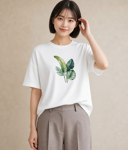 デザインTシャツ レディース バナナ 食べ物 フード イラスト ラフカジュアル 春服 ミセス 白T YMAZO