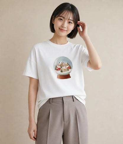 Tシャツ レディース 雪 星空 宇宙 イラスト ボタニカル デート 帰省 白T YMAZO