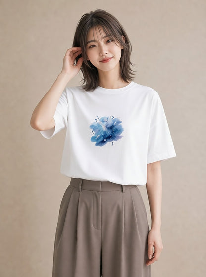 Tシャツ レディース 宇宙 星空 イラスト 手描き風 週末コーデ 敬老の日 白T YMAZO