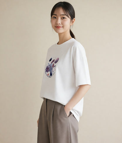 グラフィックTシャツ レディース 牡羊座 星空 宇宙 イラスト カジュアルコーデ 買い物 白T YMAZO