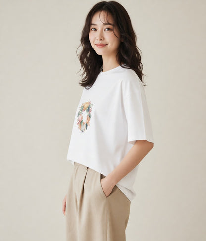 デザインTシャツ レディース 実り 植物 ボタニカル イラスト ナチュラル 休日 ペアコーデ 白T YMAZO