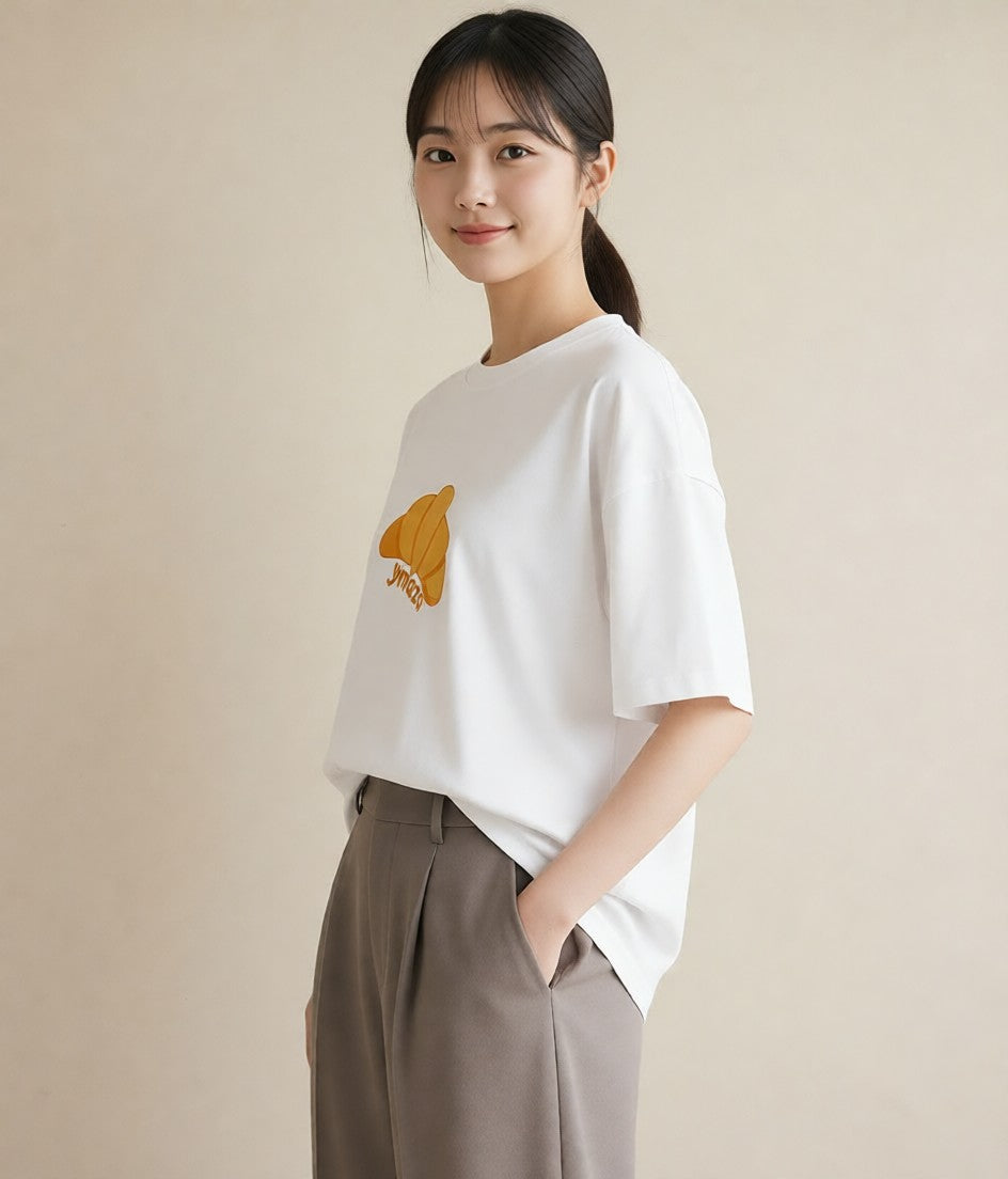 Tシャツ レディース パン ベーカリー イラスト ゆるコーデ 姉妹 送別ギフト 白T YMAZO