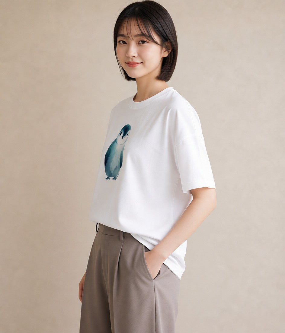 Tシャツ レディース ことり ペット 動物 イラスト ミニマル レイヤード 友達ギフト 白T YMAZO