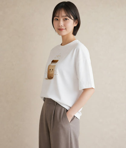 半袖Tシャツ レディース クリームソーダ 食べ物 フード イラスト きれいめ 母娘コーデ 自分用 白T YMAZO