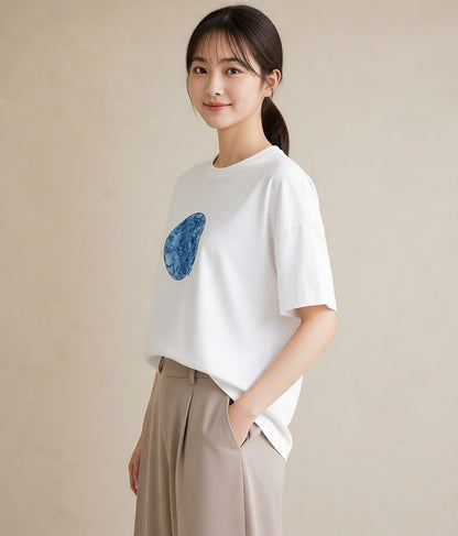デザインTシャツ レディース オーロラ 星空 宇宙 イラスト 韓国風 ルームウェア ギフト 白T YMAZO