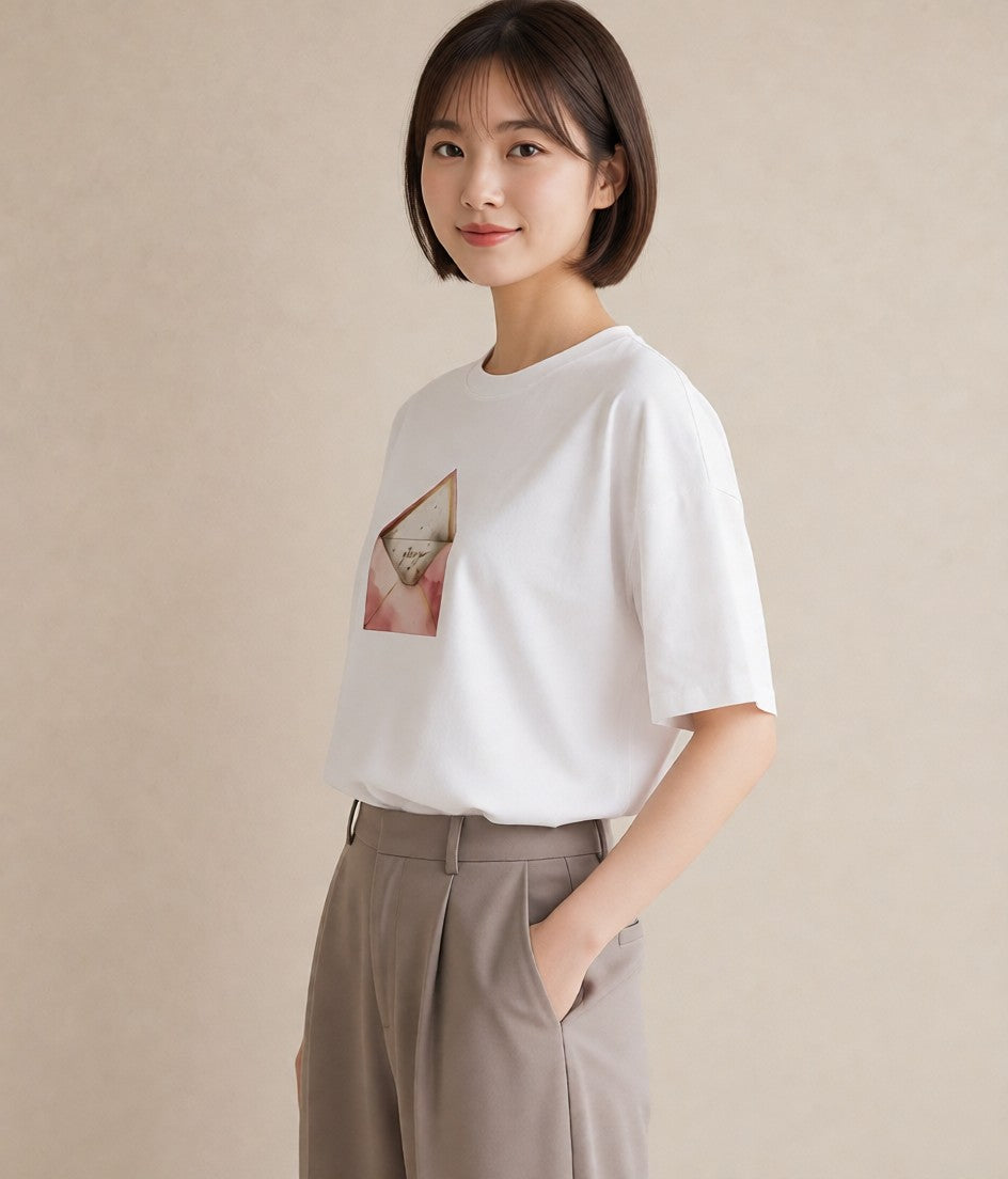 Tシャツ レディース 封蝋 手紙 アンティーク ナチュラル イラスト シンプル デイリーウェア 休日 白T YMAZO