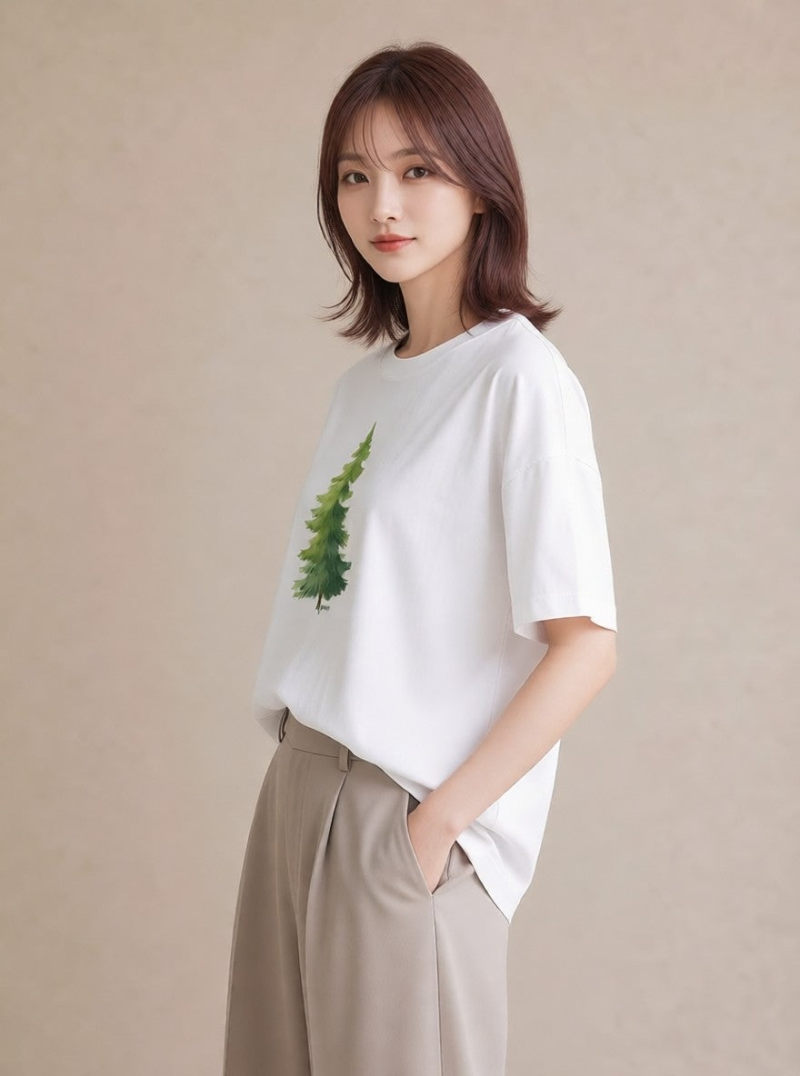 デザインTシャツ レディース 木 植物 ボタニカル イラスト シンプル 姉妹 送別ギフト 白T YMAZO