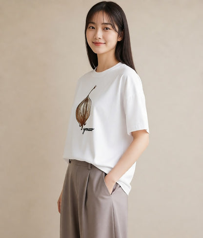 グラフィックTシャツ レディース ダンゴムシ 昆虫 虫 イラスト ガーリー ルームウェア ギフト 白T YMAZO