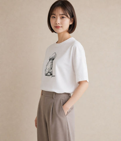 プリントTシャツ レディース ビションフリーゼ 犬 いぬ イラスト 水彩風 カジュアルコーデ 買い物 白T YMAZO