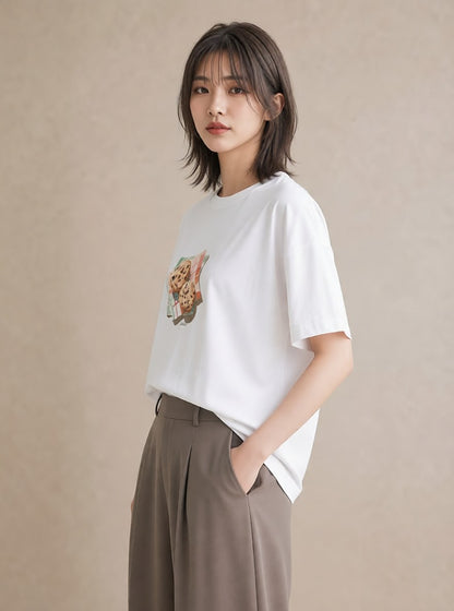 半袖Tシャツ レディース チョコ 食べ物 フード イラスト 水彩風 夏コーデ 通学 白T YMAZO