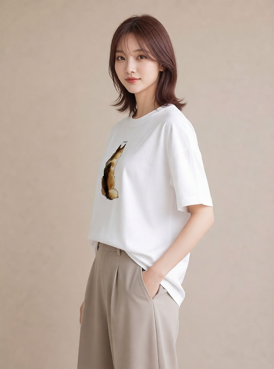 グラフィックTシャツ レディース シャム 猫 ねこ イラスト きれいめ 週末コーデ 敬老の日 白T YMAZO