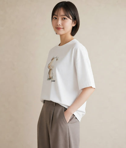 デザインTシャツ レディース キンクマハムスター ペット 動物 イラスト モード カフェ巡り 女子会 白T YMAZO