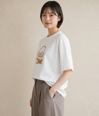 半袖Tシャツ レディース マカロン 食べ物 フード イラスト こなれ感 普段着 週末コーデ 白T YMAZO