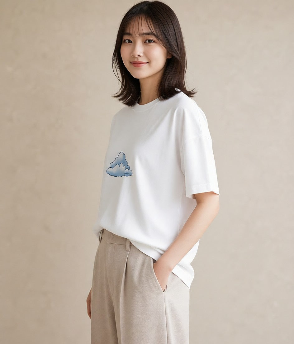 半袖Tシャツ レディース 虹 星空 宇宙 イラスト ガーリー ギフト 母の日 白T YMAZO
