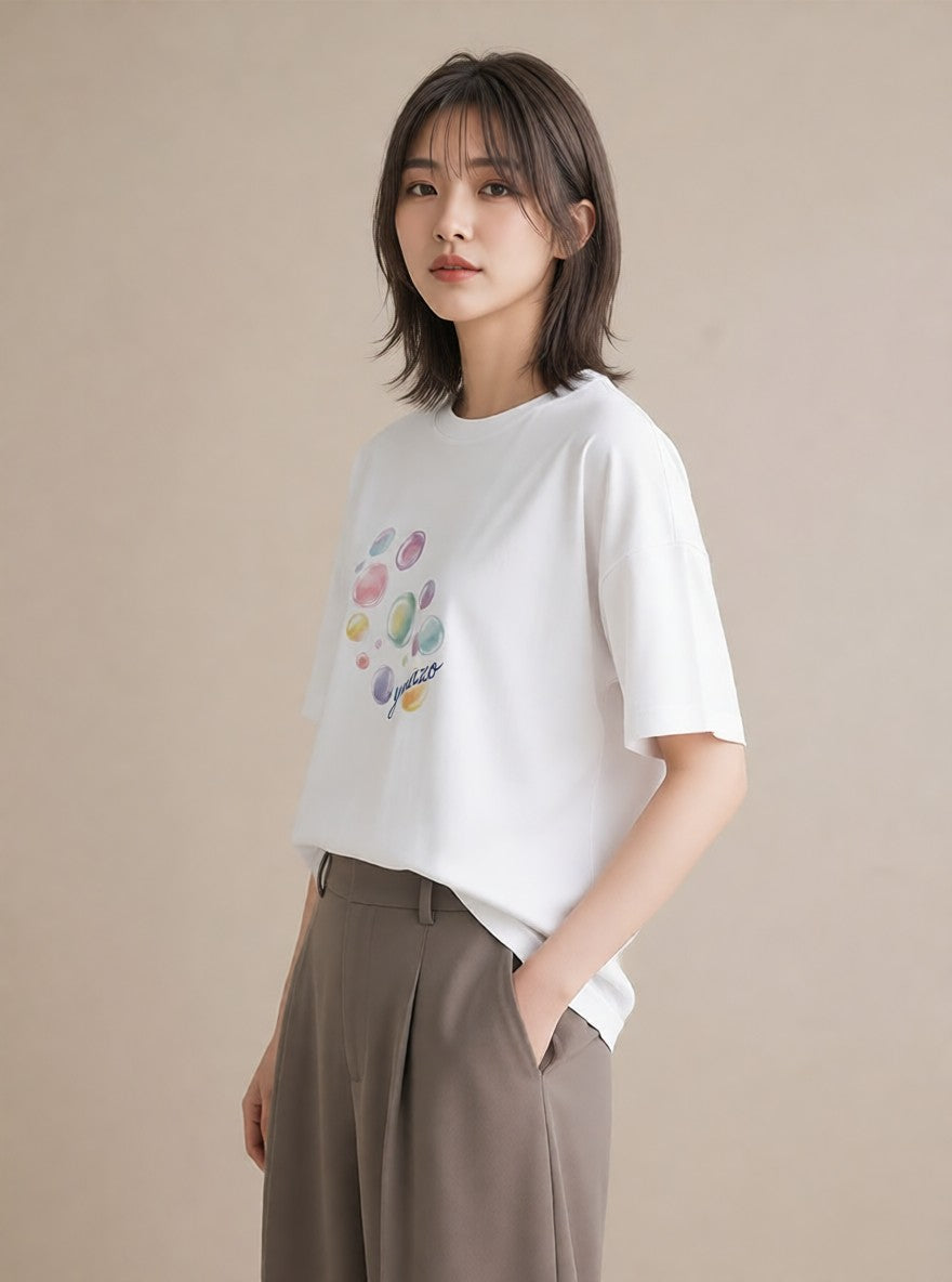 デザインTシャツ レディース わたあめ 食べ物 フード イラスト ボタニカル カフェ服 クリスマス 白T YMAZO