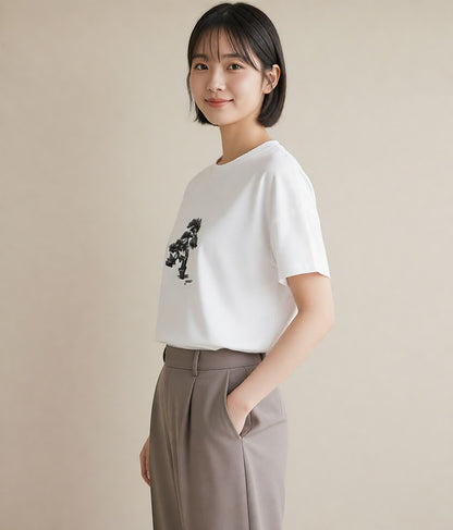 プリントTシャツ レディース 盆栽 植物 ボタニカル イラスト 個性的 女性向けギフト 散歩 白T YMAZO