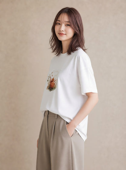 デザインTシャツ レディース 紅茶 食べ物 フード イラスト ラフ ルームウェア ギフト 白T YMAZO
