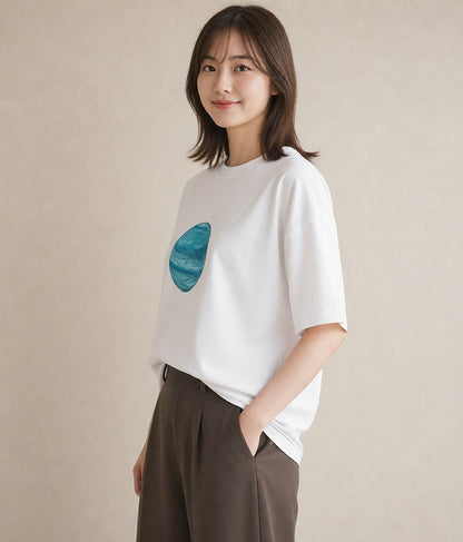 半袖Tシャツ レディース 土星 星空 宇宙 イラスト モード 夏コーデ 通学 白T YMAZO