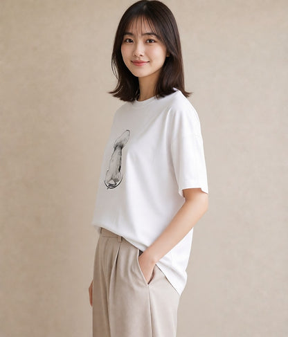 半袖Tシャツ レディース 保護犬 犬 いぬ イラスト お洒落 ギフト 母の日 白T YMAZO