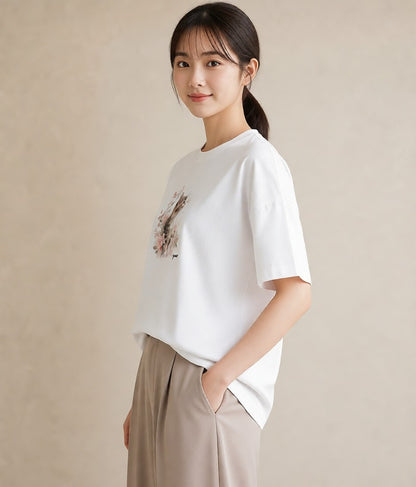 プリントTシャツ レディース ねこ 猫 ネコ イラスト 休日コーデ 友達ギフト 部屋着 白T YMAZO