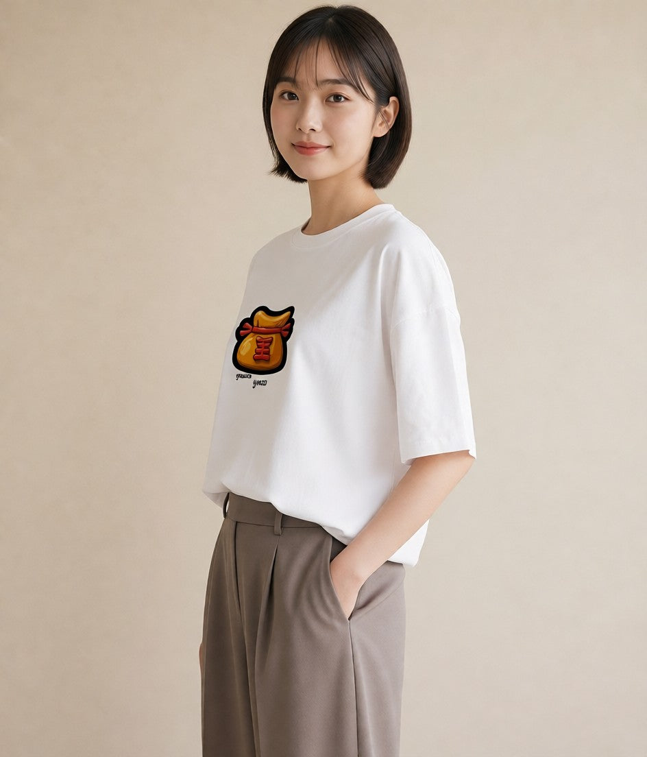 デザインTシャツ レディース おにぎり 食べ物 フード イラスト お洒落 自分用 ルームウェア 白T YMAZO
