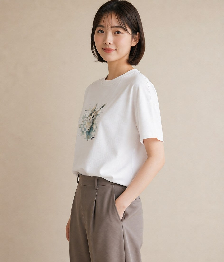 半袖Tシャツ レディース ラグドール 猫 ねこ イラスト ポップ 旅行 母娘コーデ 白T YMAZO