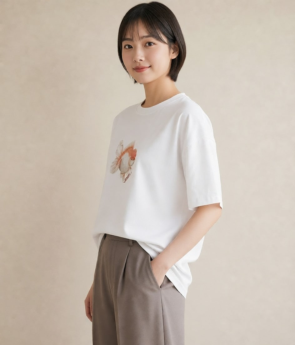 半袖Tシャツ レディース カクレクマノミ 海の生き物 海 イラスト 普段使い 公園 ママ 白T YMAZO