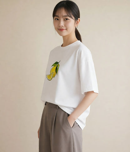 プリントTシャツ レディース アボカド 食べ物 フード イラスト 水彩風 在宅 公園 白T YMAZO