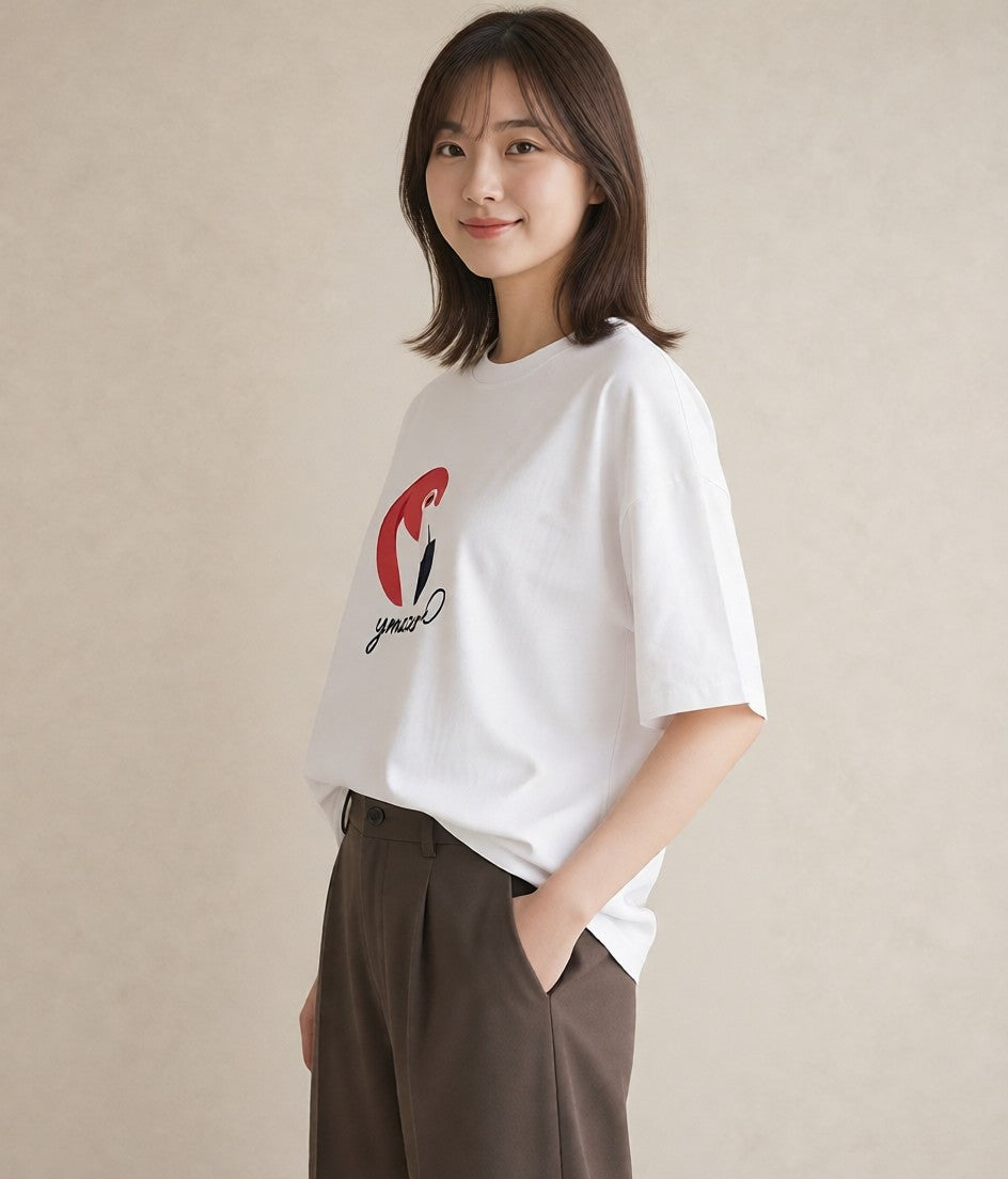 グラフィックTシャツ レディース 折り鶴 折り紙 ナチュラル アンティーク イラスト きれいめ 散歩 お出かけ 白T YMAZO