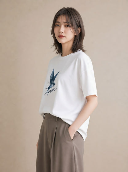 プリントTシャツ レディース セキセイインコ ペット 動物 イラスト ラフカジュアル 夏コーデ 通学 白T YMAZO
