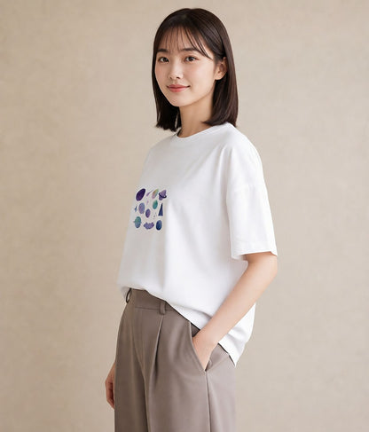 プリントTシャツ レディース 獅子座 星空 宇宙 イラスト きれいめカジュアル デイリーウェア 休日 白T YMAZO