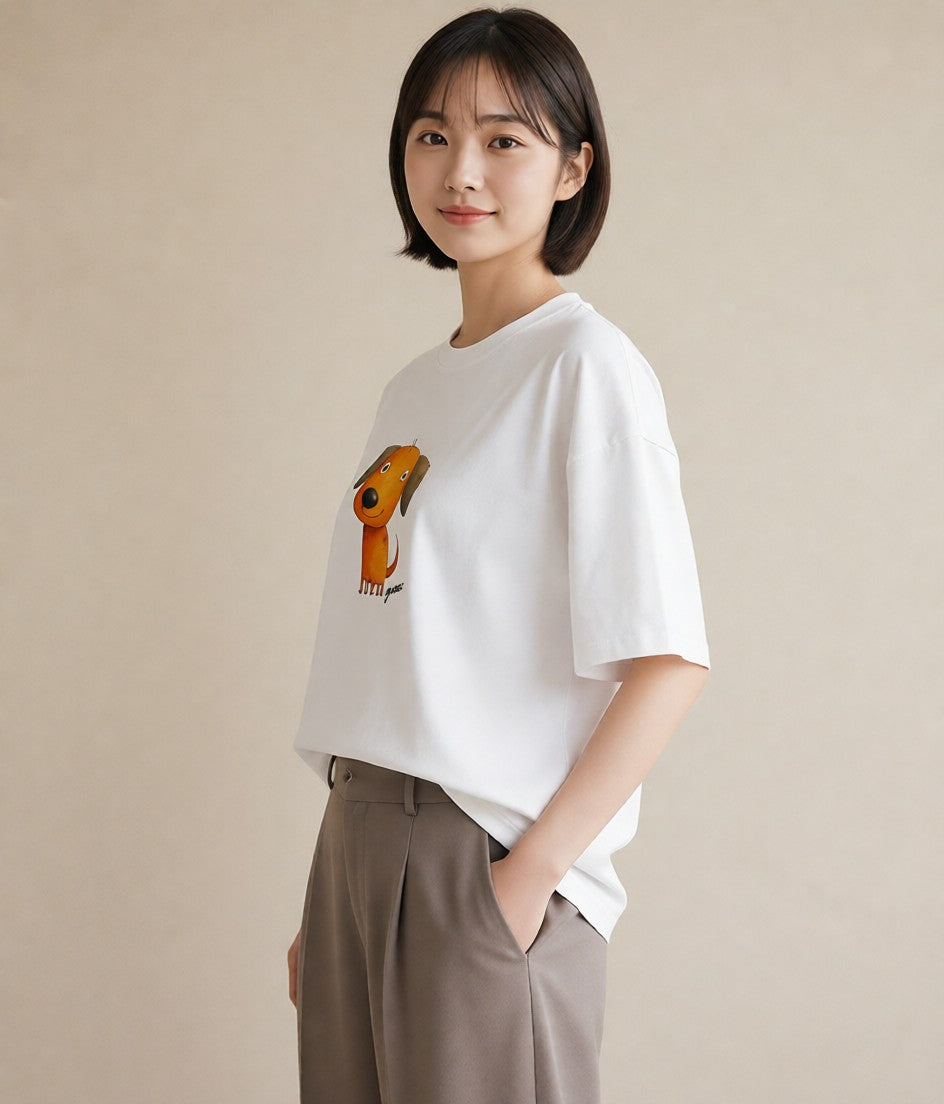 グラフィックTシャツ レディース 犬好き 犬 いぬ イラスト 秋コーデ おしゃれギフト 白T YMAZO