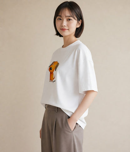 グラフィックTシャツ レディース 犬好き 犬 いぬ イラスト 秋コーデ おしゃれギフト 白T YMAZO