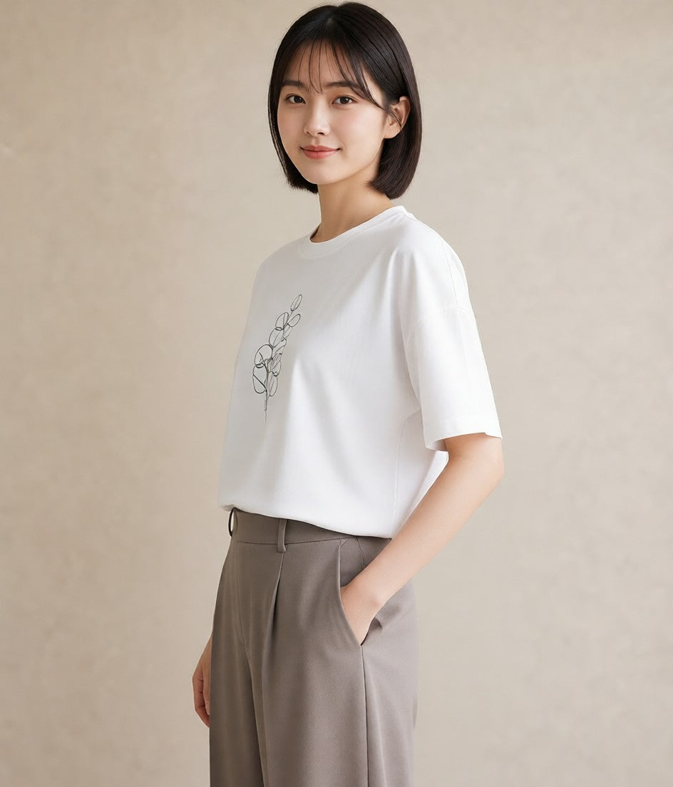 プリントTシャツ レディース 観葉植物 ボタニカル 植物 イラスト お洒落 母娘コーデ 自分用 白T YMAZO