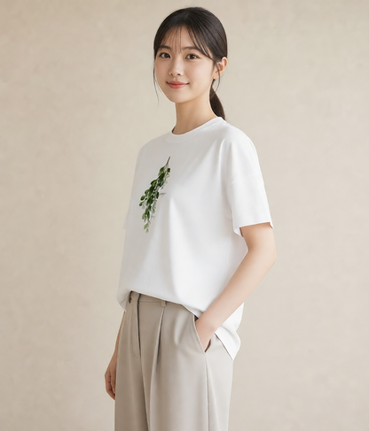 プリントTシャツ レディース すずらん 花 花柄 イラスト 可愛い ルームウェア ギフト 白T