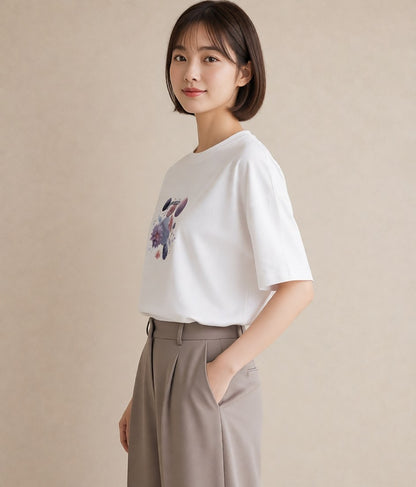 Tシャツ レディース 乙女座 星空 宇宙 イラスト シンプル 海 カフェ巡り 白T YMAZO