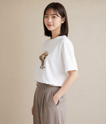 半袖Tシャツ レディース チワワ 犬 いぬ イラスト お洒落 ギフト 母の日 白T YMAZO
