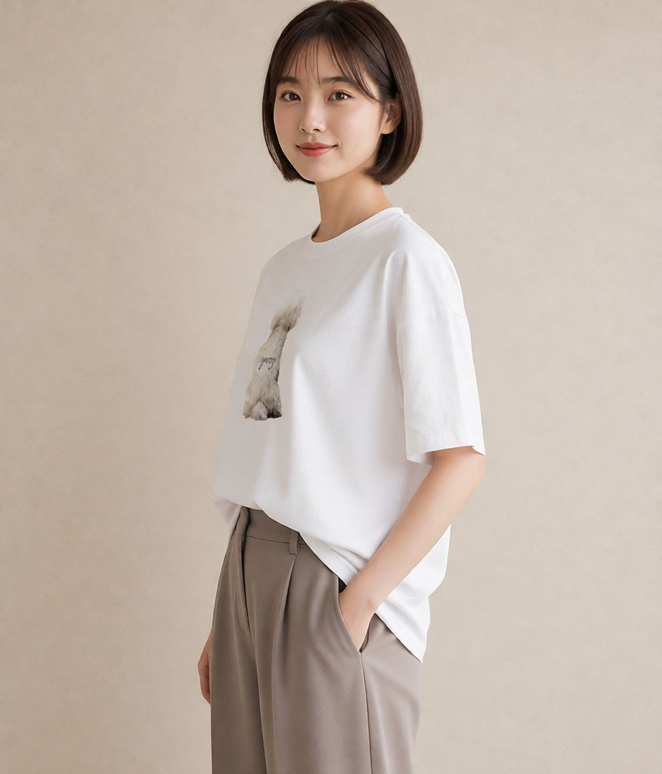 グラフィックTシャツ レディース トイプードル プードル 犬 いぬ イラスト 水彩風 友達ギフト 部屋着 白T YMAZO