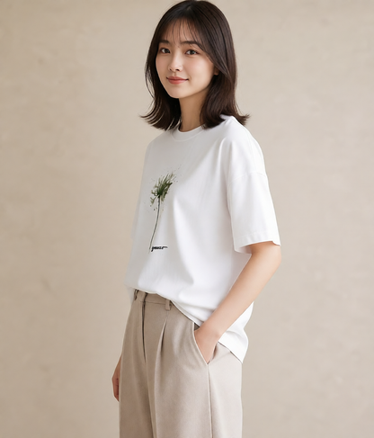 デザインTシャツ レディース たんぽぽ 花 花柄 イラスト ミニマル レイヤード 友達ギフト 白T