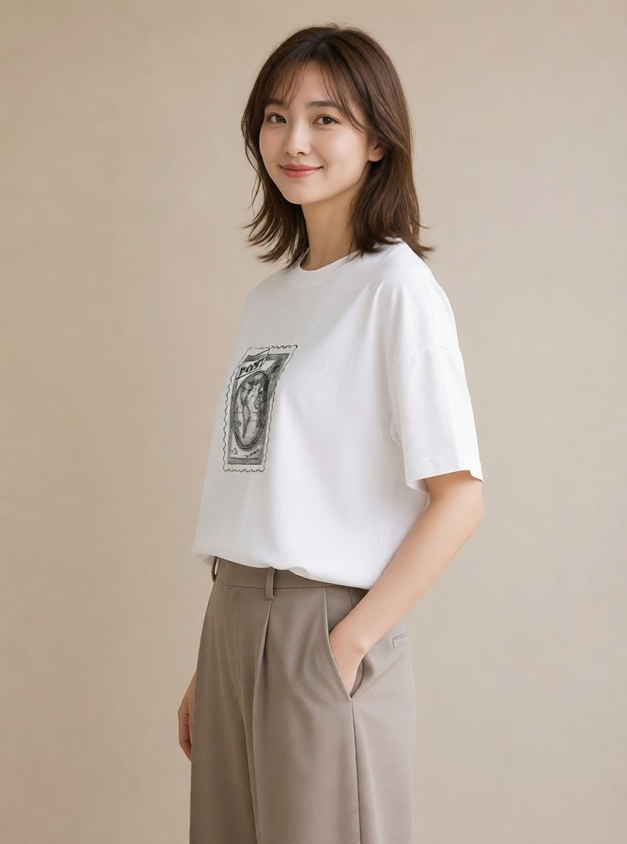 グラフィックTシャツ レディース 旅 トラベル スタンプ イラスト ポップ おしゃれギフト 社会人 白T YMAZO
